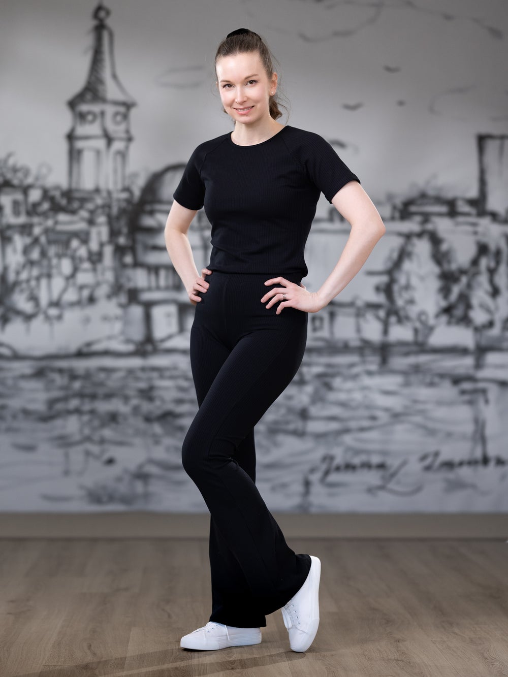 FLAIRhousut (musta ribbi)