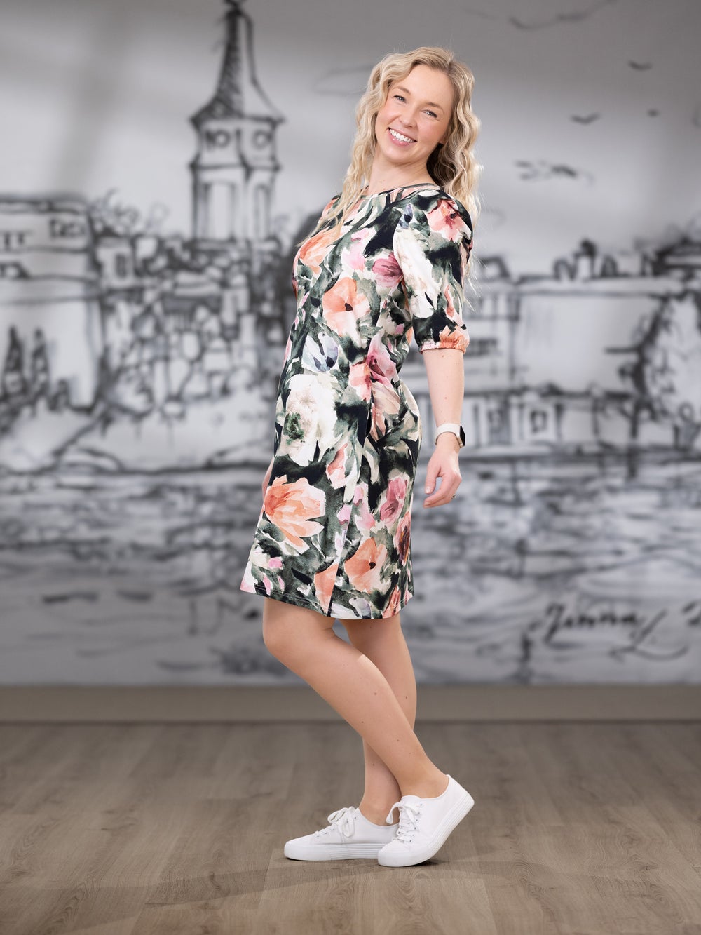 FRIDAmekko lyhythiha (Nocturne persikka / vihre&auml; trikoo)