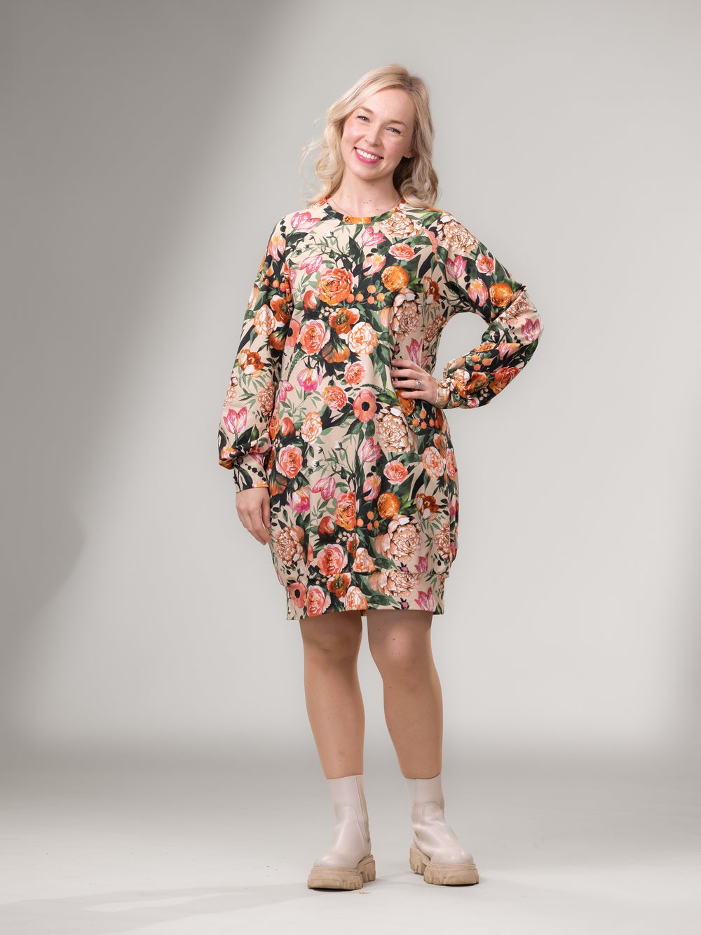 HAAVEILUmekko raglanhiha (Kukkaiskylpy l&auml;mmin oranssi / vaalea beige joustocollege)