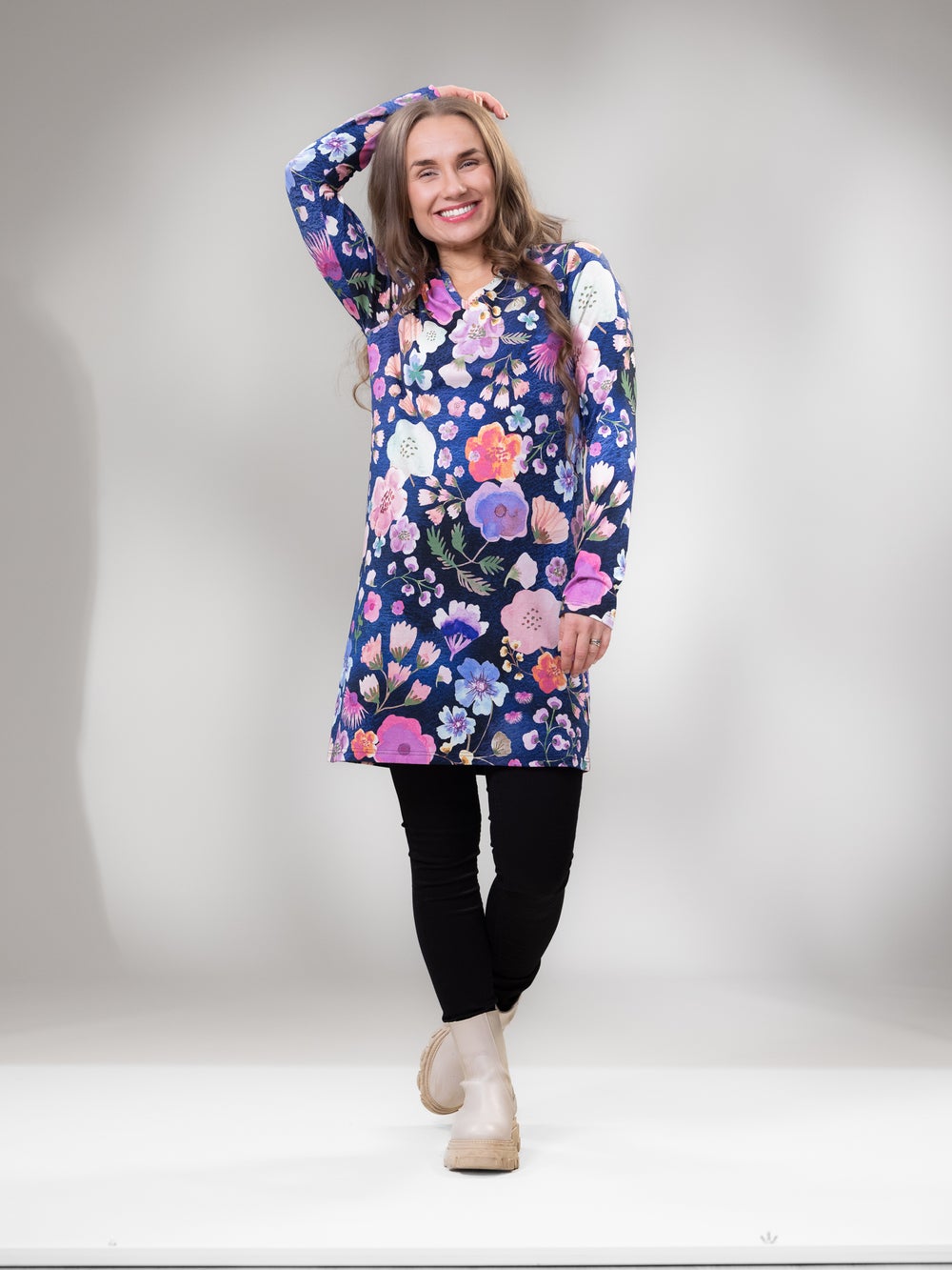 HELGAtunika (Treffit sininen / pinkki trikoo)