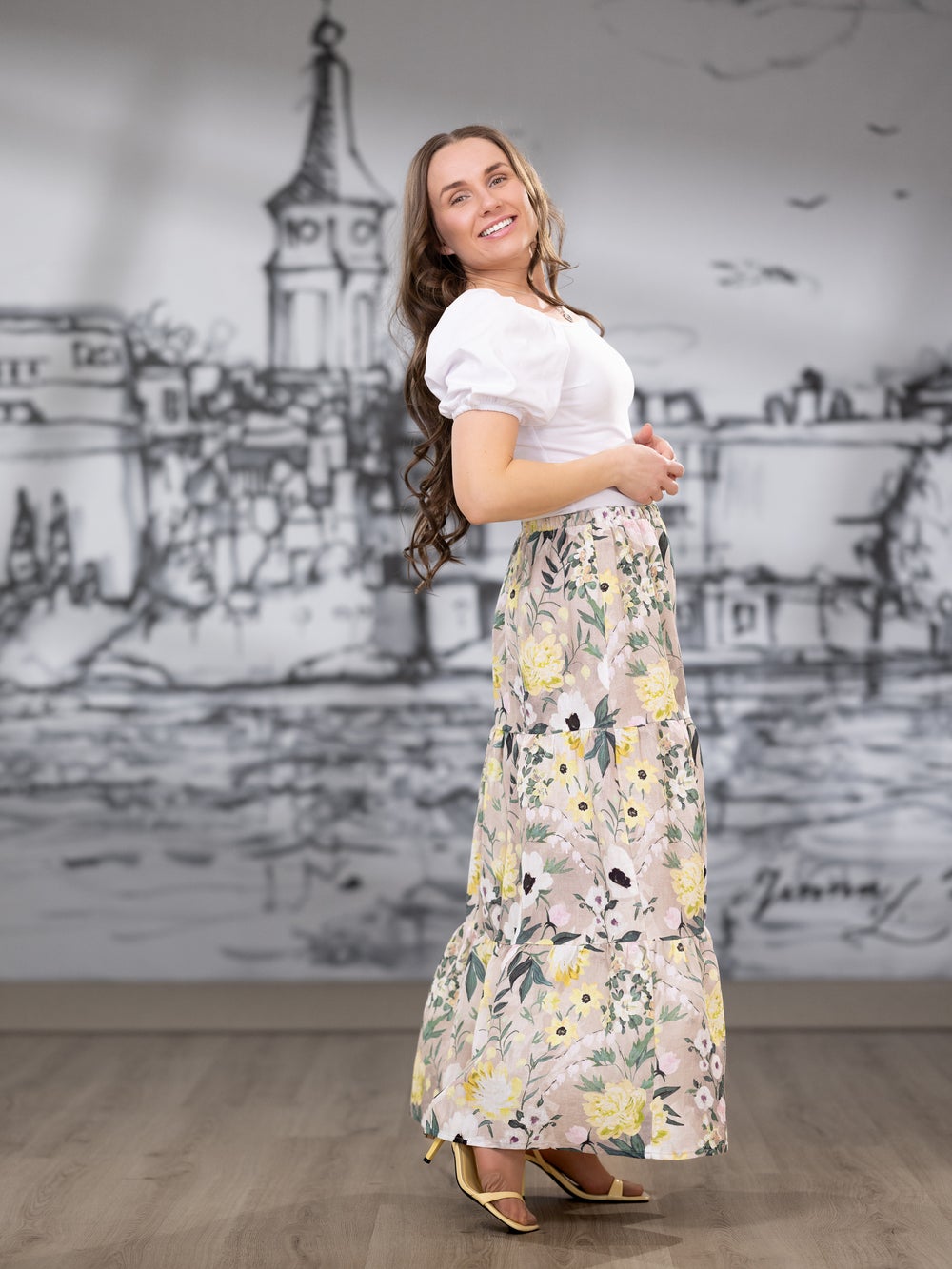 HERTTAhame (Kuningatarkukka keltainen / beige pellava)