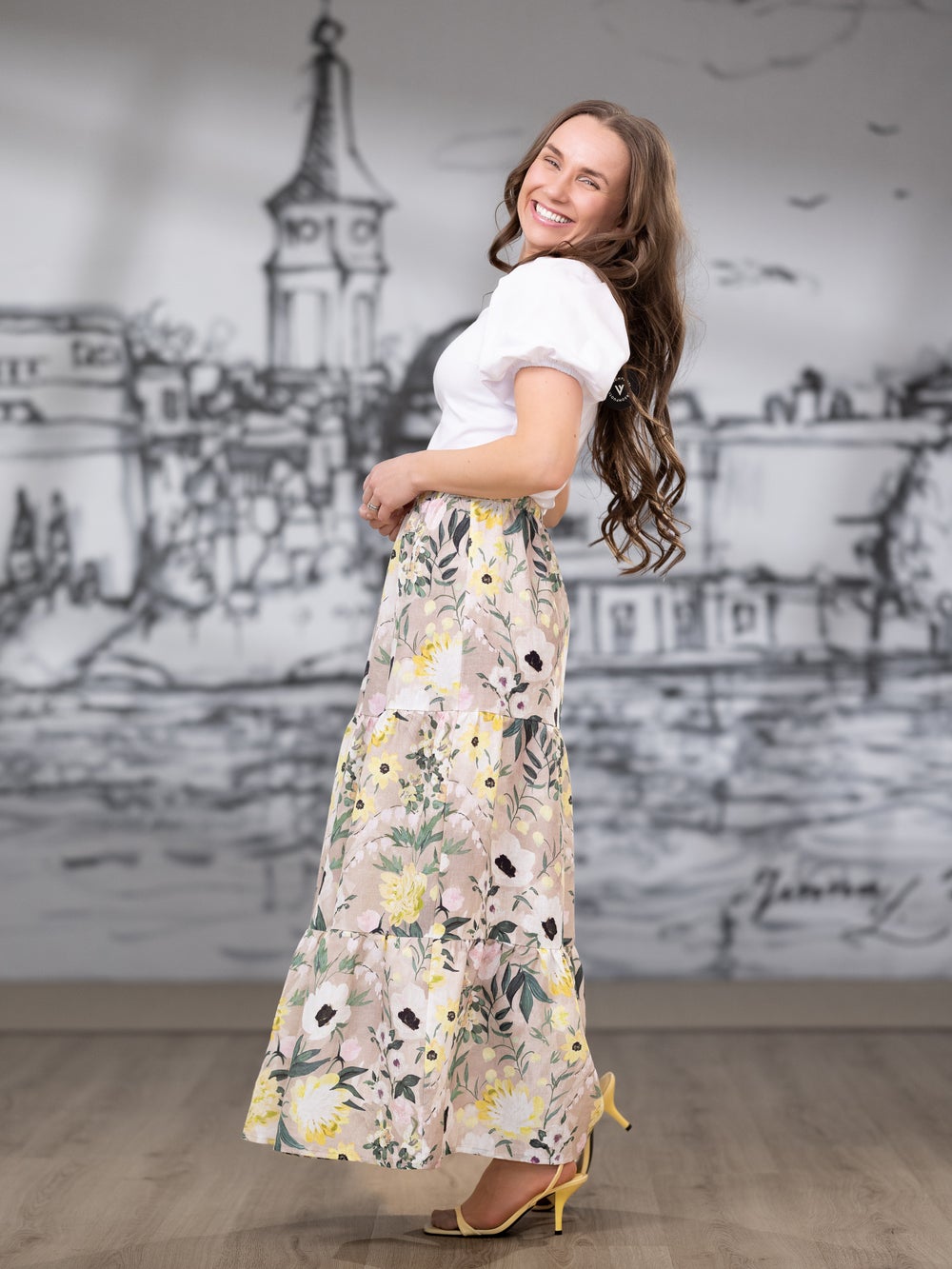 HERTTAhame (Kuningatarkukka keltainen / beige pellava)