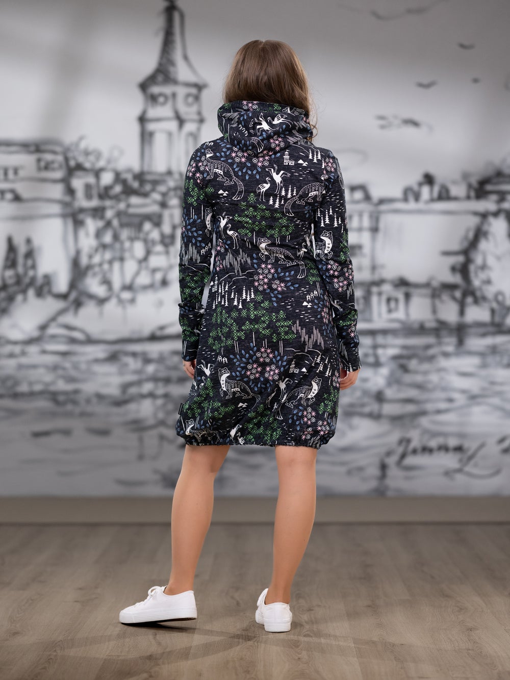 JEMMAmekko (Pohjoisen kutsu musta / vihre&auml; / roosa trikoo)