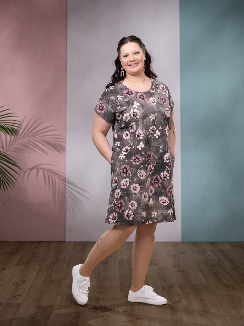 KES&Auml;mekko (Suklaakosmos ruskea / roosa trikoo)