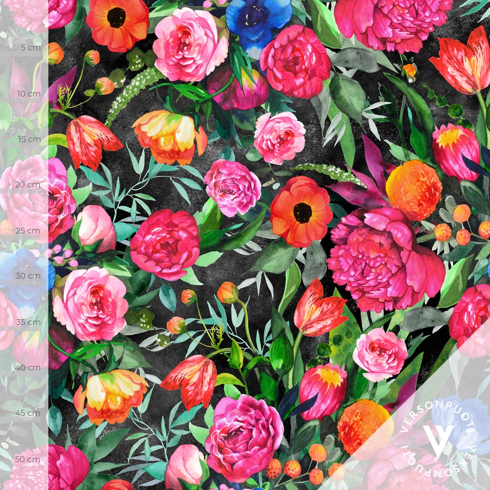 Kukkaiskylpy (pinkki / musta) joustocollege 280g