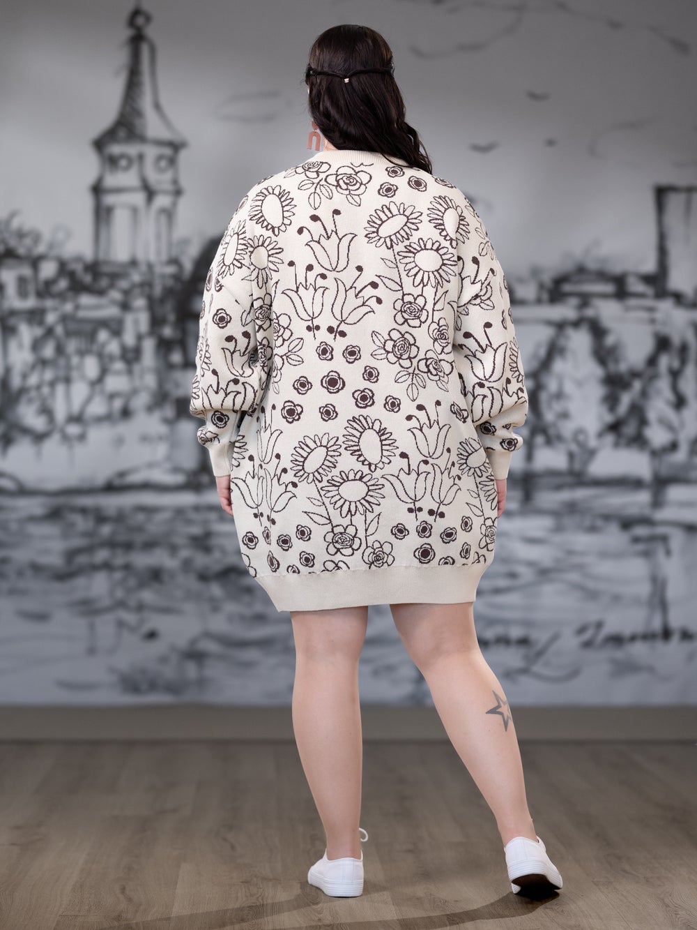 NEULEtunika (Mummola beige / ruskea puuvilla)