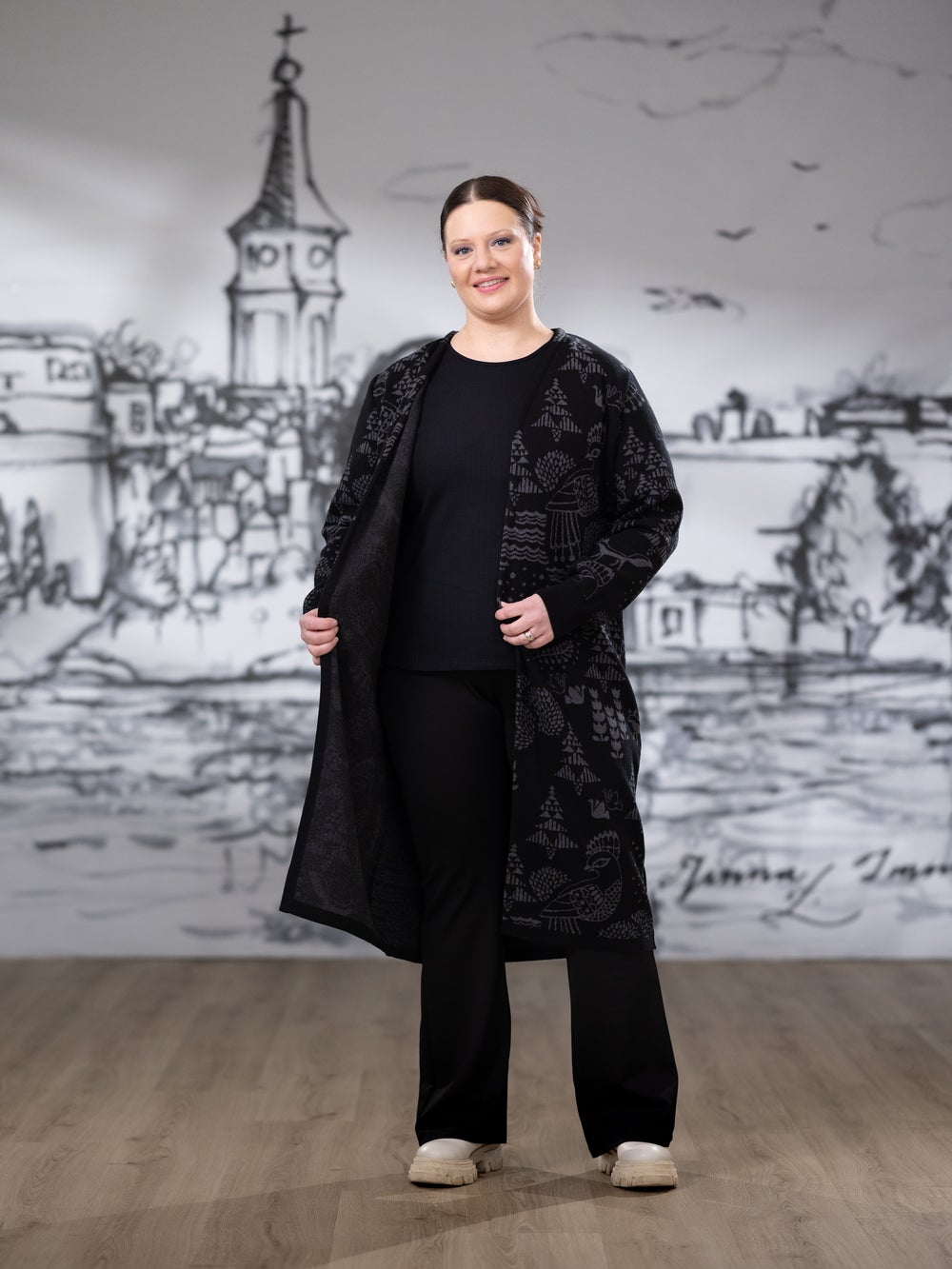 NEULEtakki (Sielulintu musta / tummanharmaa puuvilla)