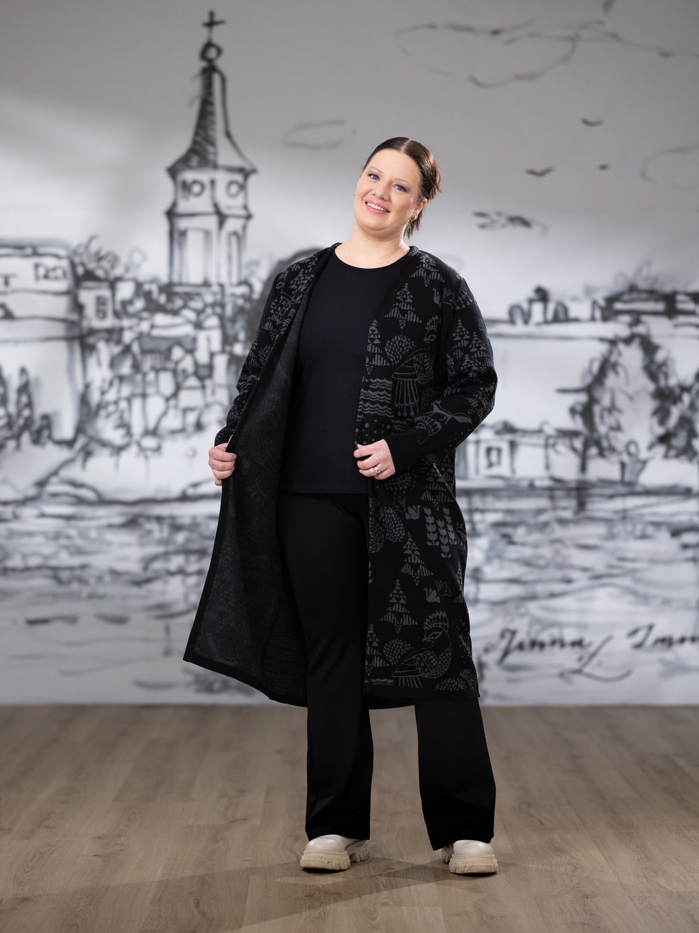 NEULEtakki (Sielulintu musta / tummanharmaa puuvilla)