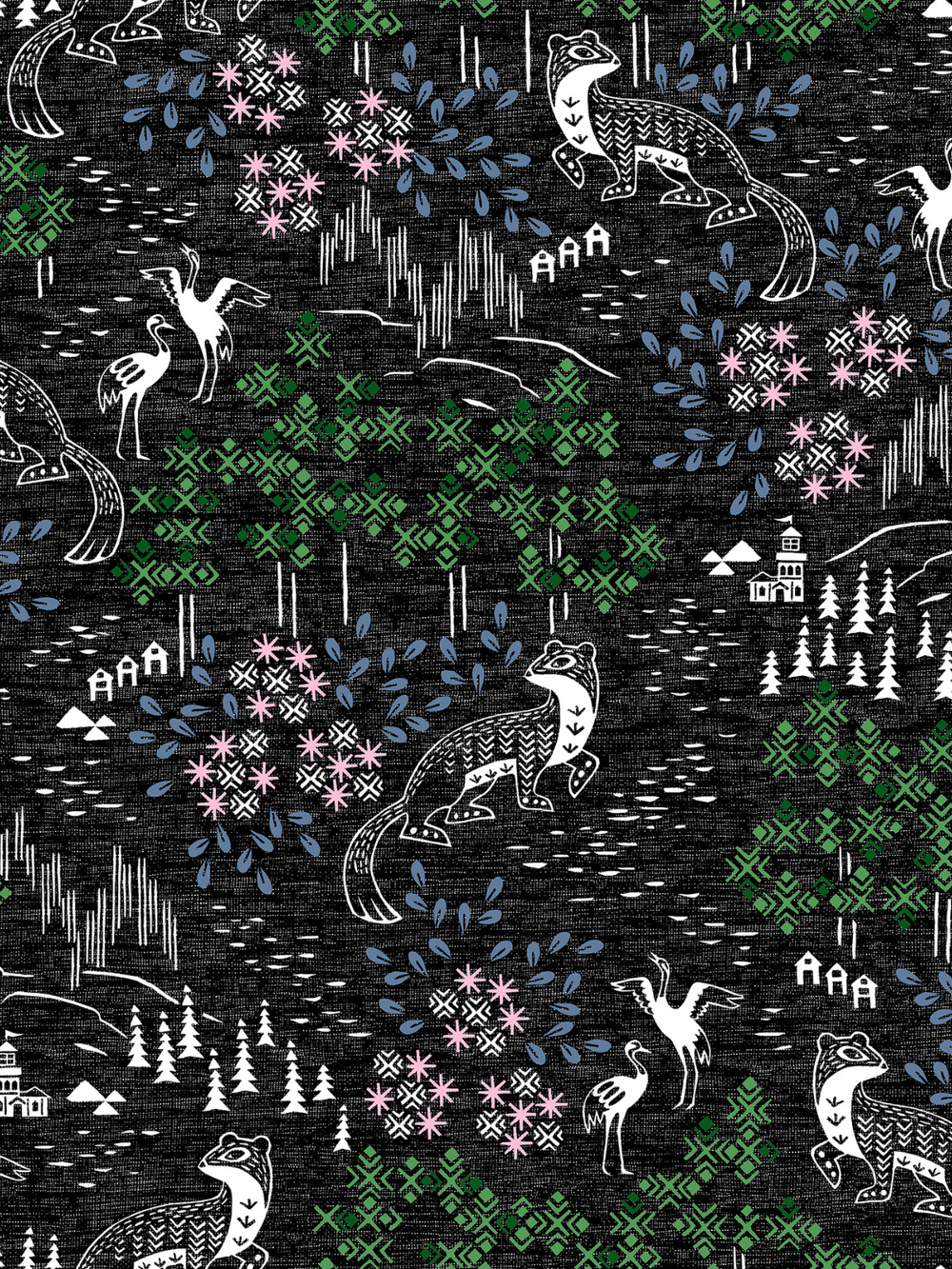 JEMMAmekko (Pohjoisen kutsu musta / vihre&auml; / roosa trikoo)