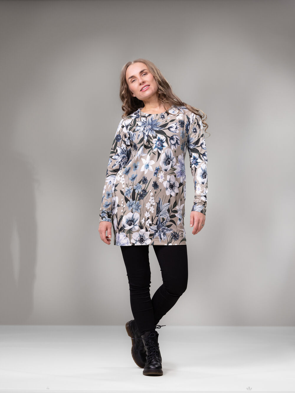 SAARAtunika (Ritarinkannus vaaleansininen / greige trikoo)