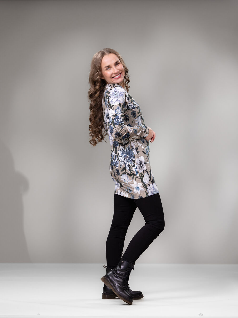 SAARAtunika (Ritarinkannus vaaleansininen / greige trikoo)