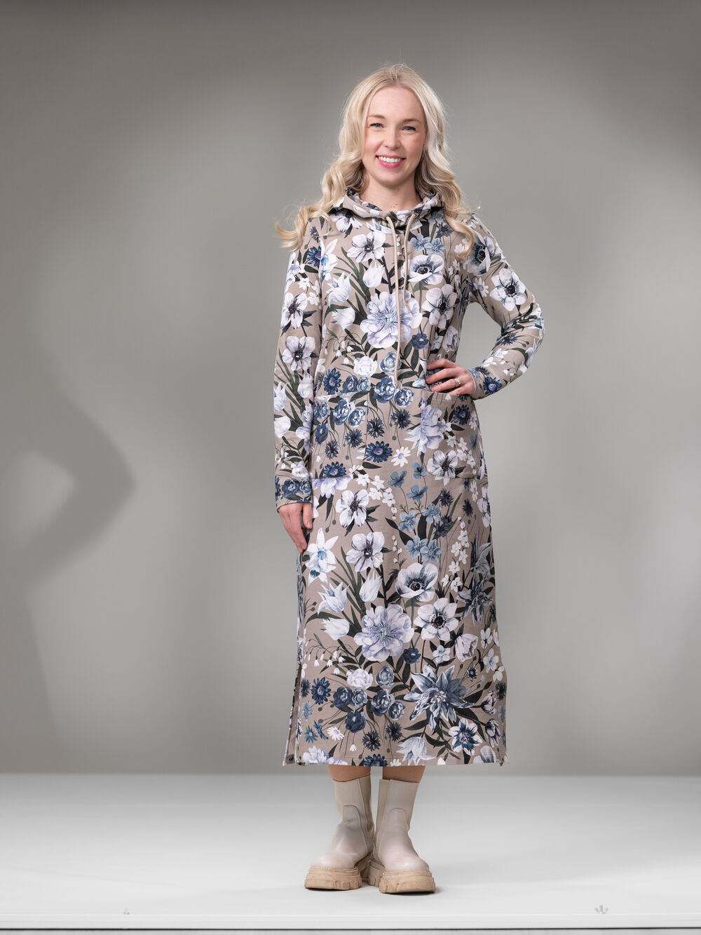 SLOWmekko (Ritarinkannus vaaleansininen / greige joustocollege)