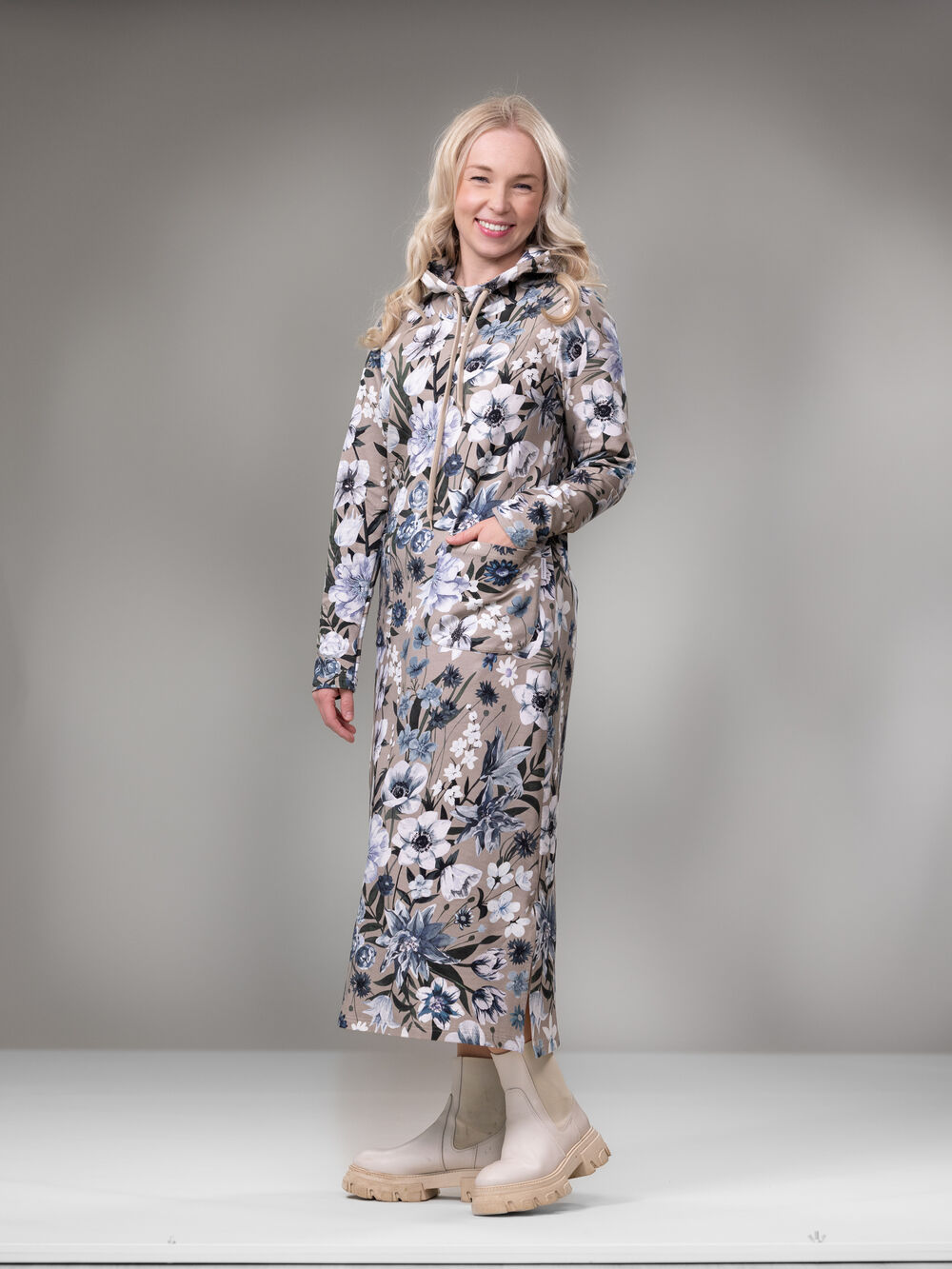 SLOWmekko (Ritarinkannus vaaleansininen / greige joustocollege)