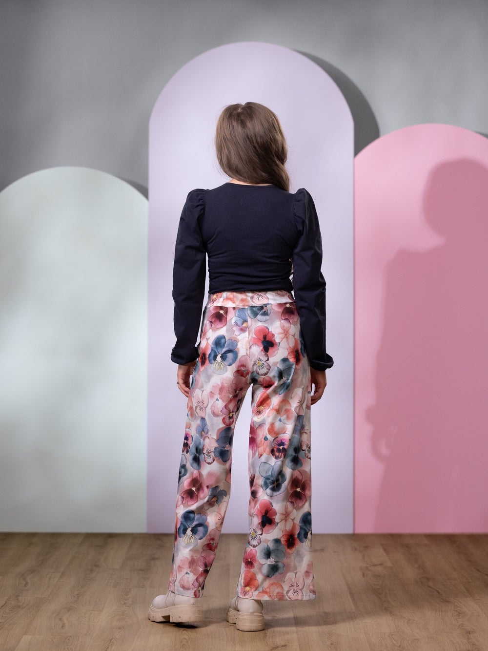 SWINGhousut pitk&auml; (Orvokki valkoinen / roosa / sininen trikoo)