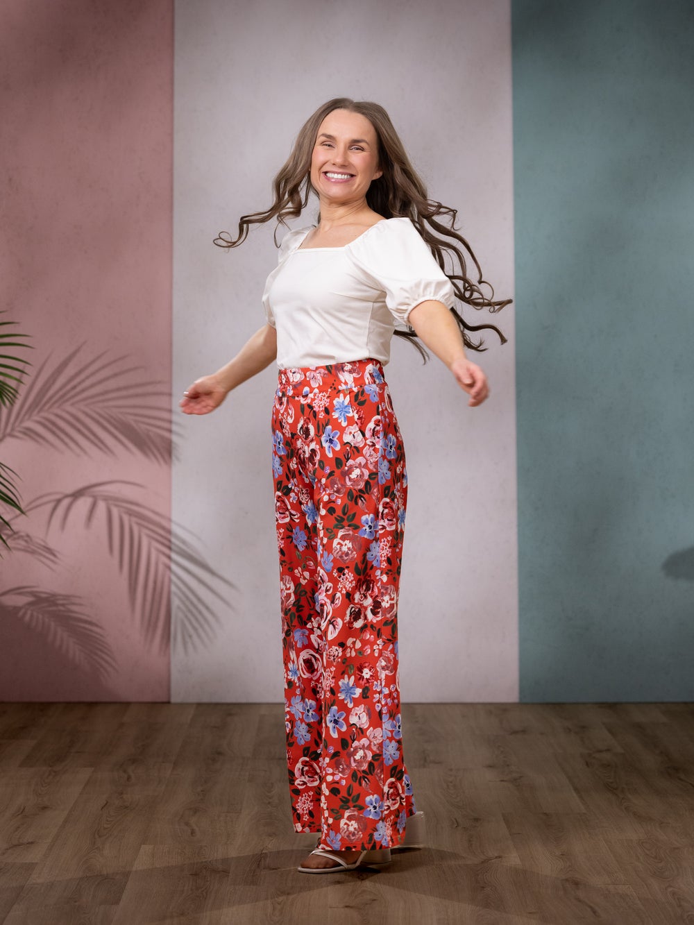 SWINGhousut pitk&auml; (Rakkaudella punainen / sininen / valkoinen trikoo)