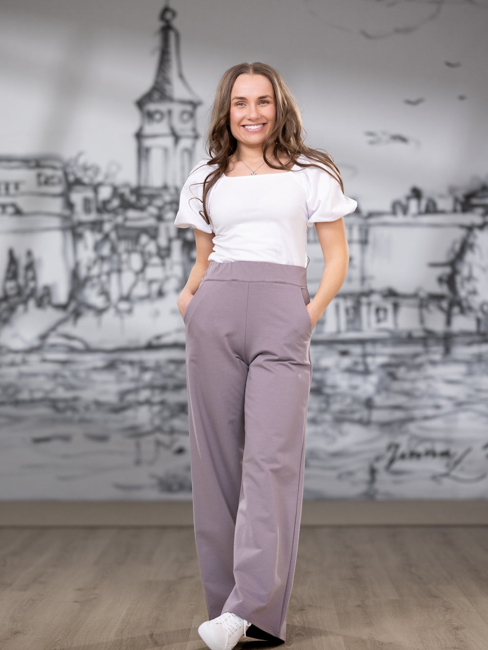 SWINGhousut pitk&auml; (taupe joustocollege)