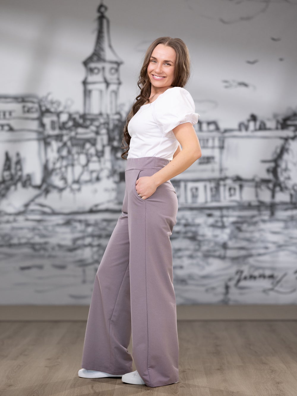 SWINGhousut pitk&auml; (taupe joustocollege)