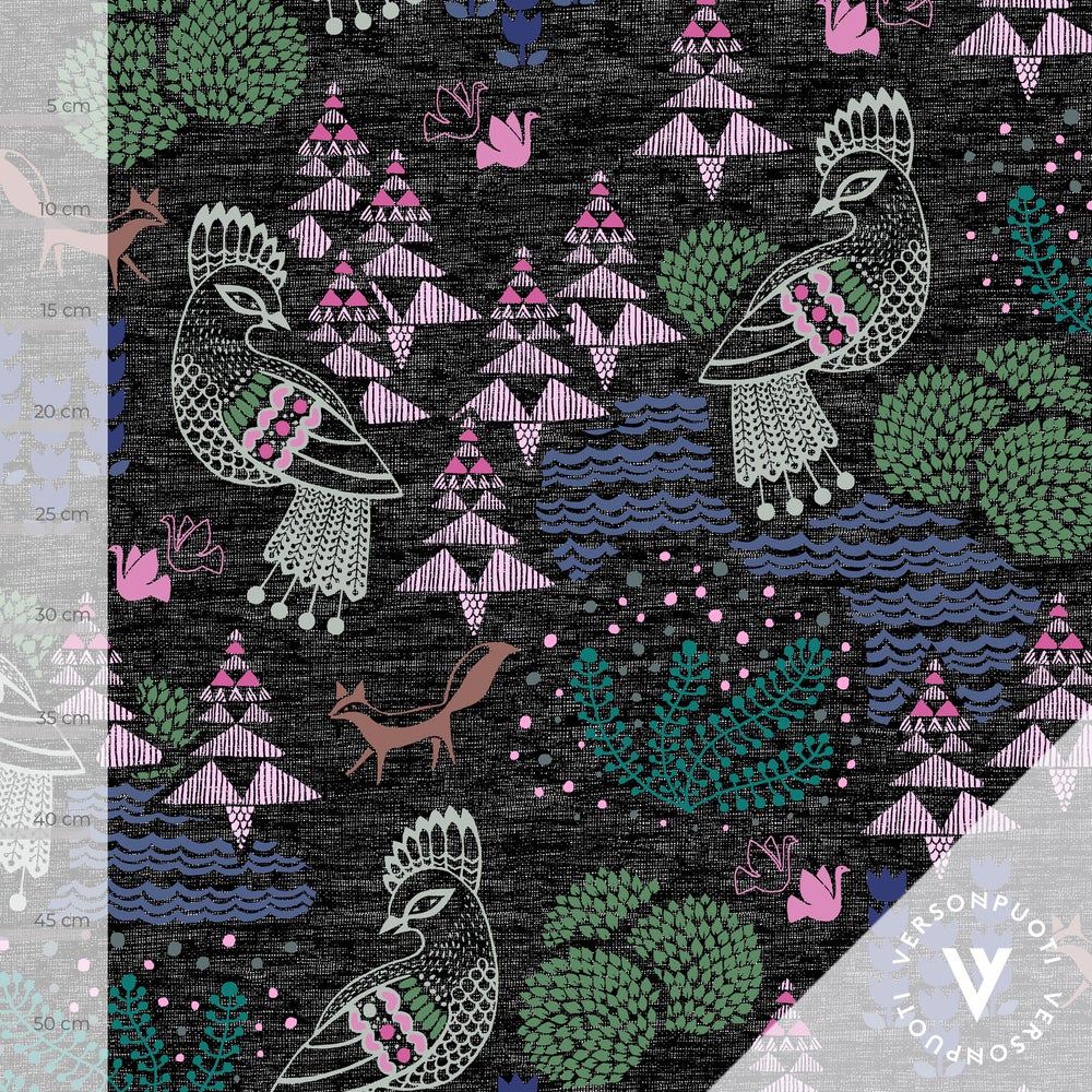 Sielulintu (musta / vaaleanpunainen / sininen) digitrikoo 220g