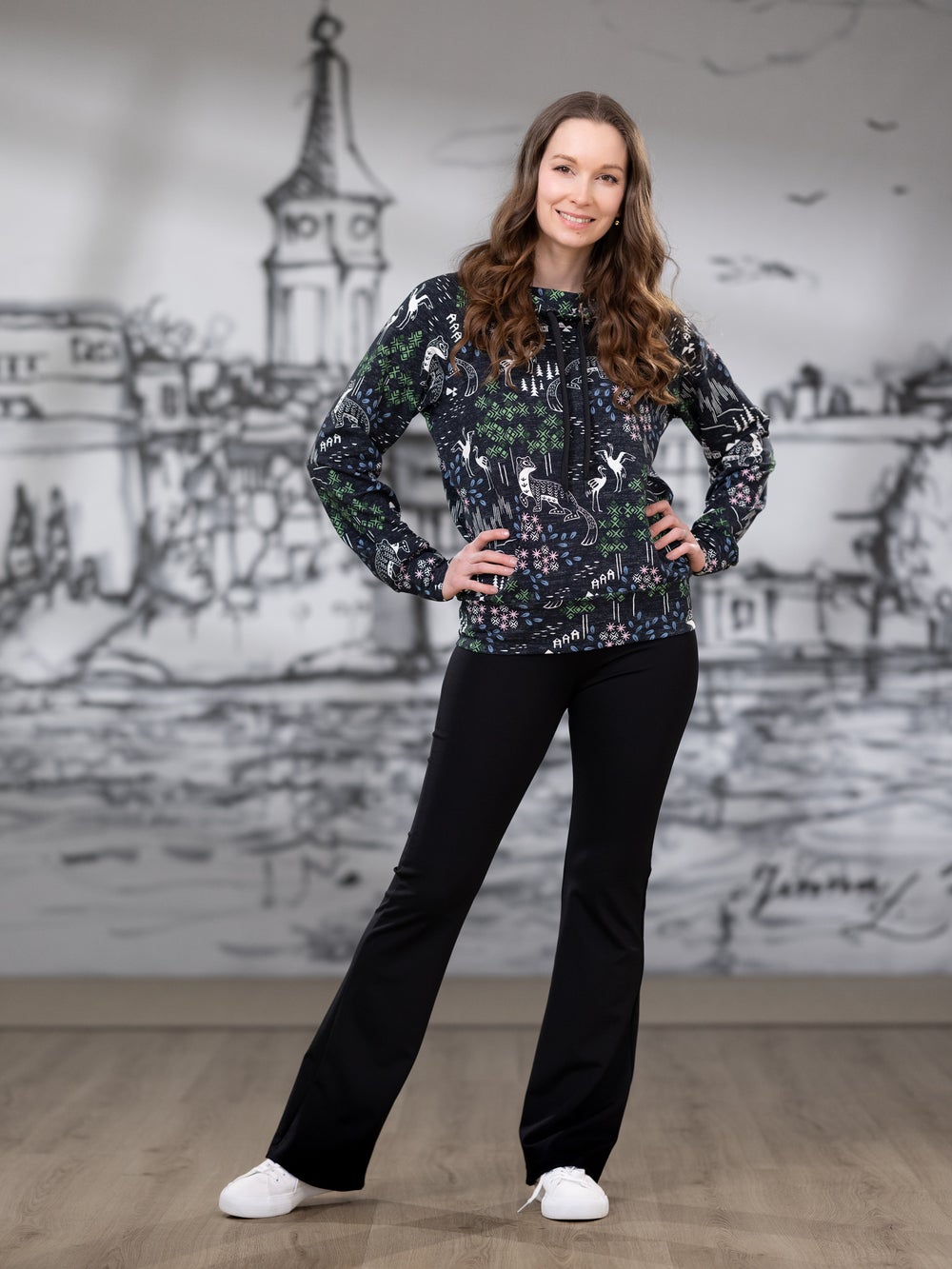 TUNTURIhuppari (Pohjoisen kutsu musta / vihre&auml; / roosa joustocollege)