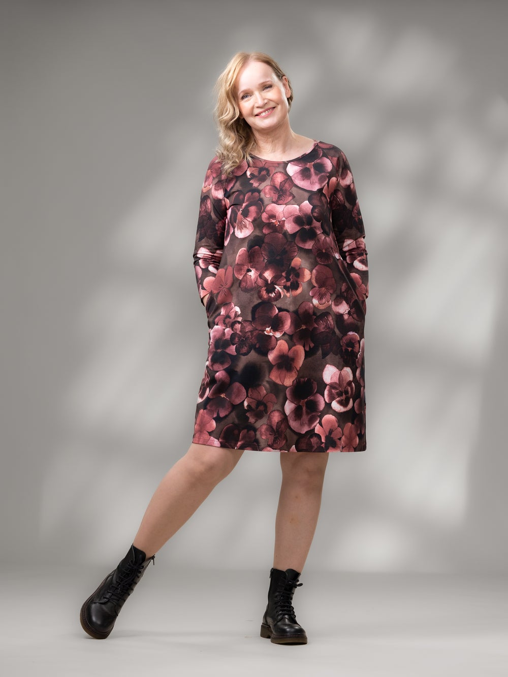 VERSOmekko 3/4 hiha (Orvokki ruskea / viini trikoo)