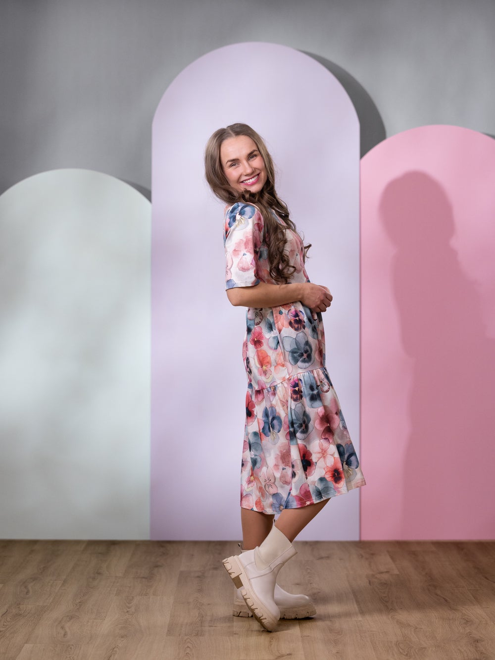 VILMAmekko lyhythiha (Orvokki valkoinen / roosa / sininen trikoo)