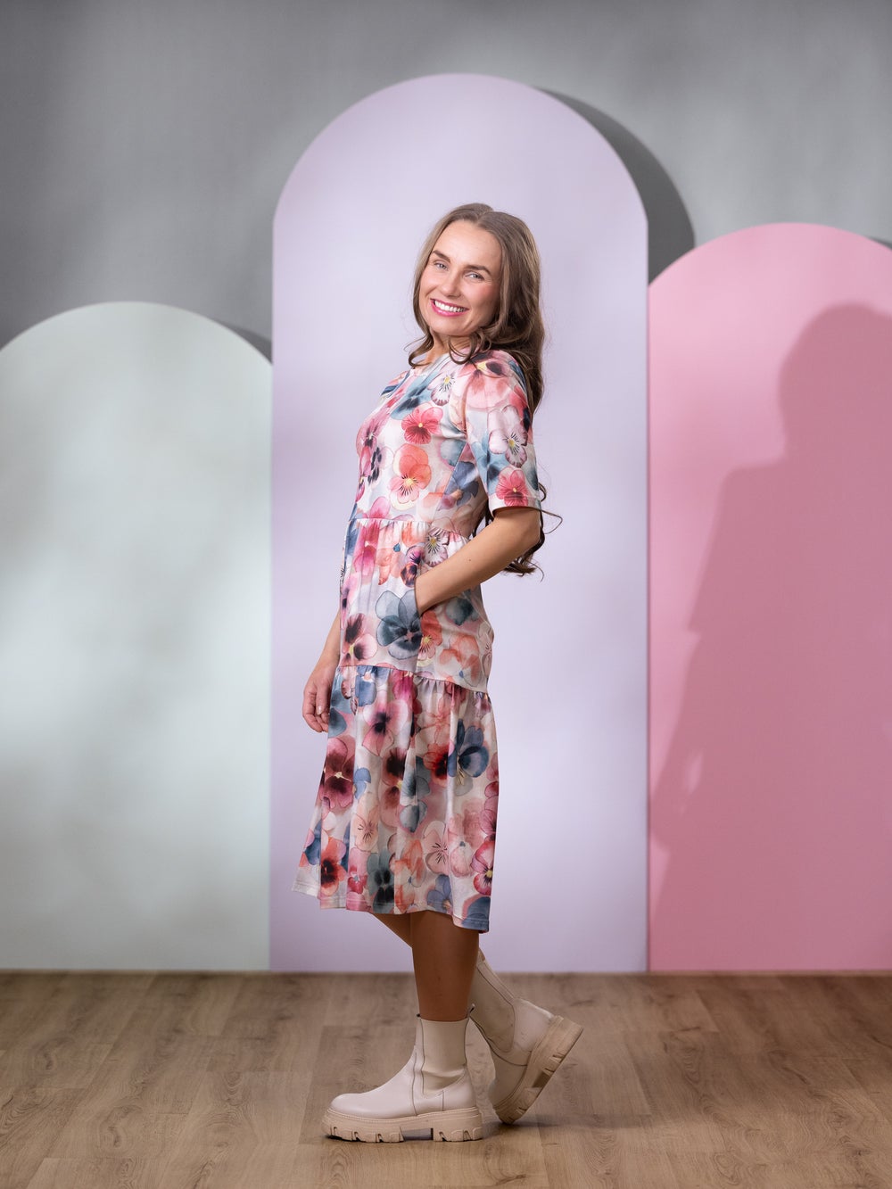 VILMAmekko lyhythiha (Orvokki valkoinen / roosa / sininen trikoo)