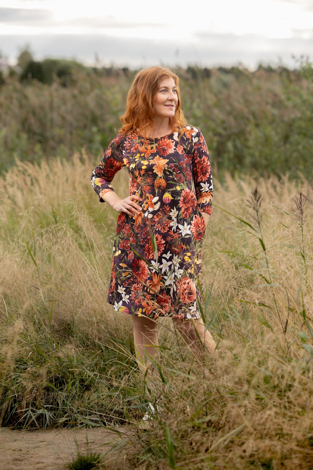 VERSOmekko 3/4 hiha (Tiikerinlilja l&auml;mmin oranssi / purppura trikoo)