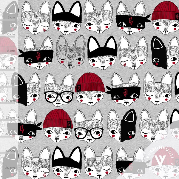 Etsiv&auml;toimisto (harmaa / punainen) digitrikoo 220g