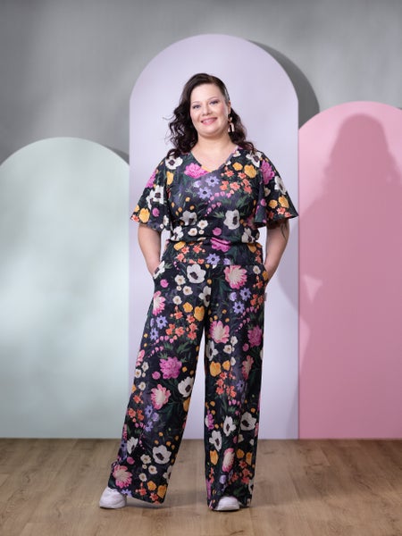 SWINGhousut pitk&auml; (Kuningatarkukka muste / fuksia trikoo)