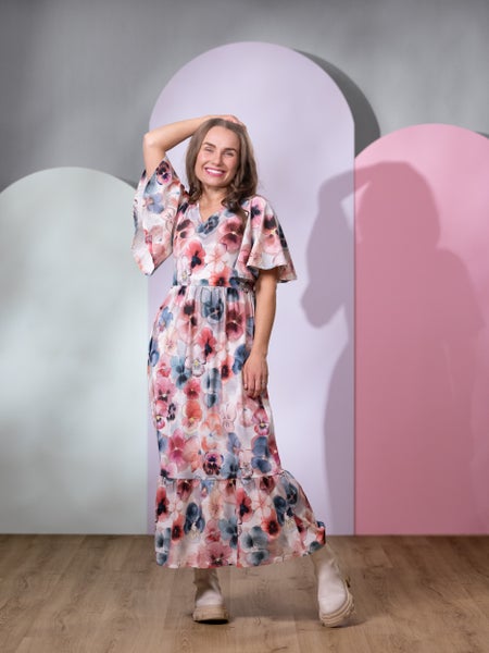 SELJAmekko lyhythiha (Orvokki valkoinen / roosa / sininen trikoo)