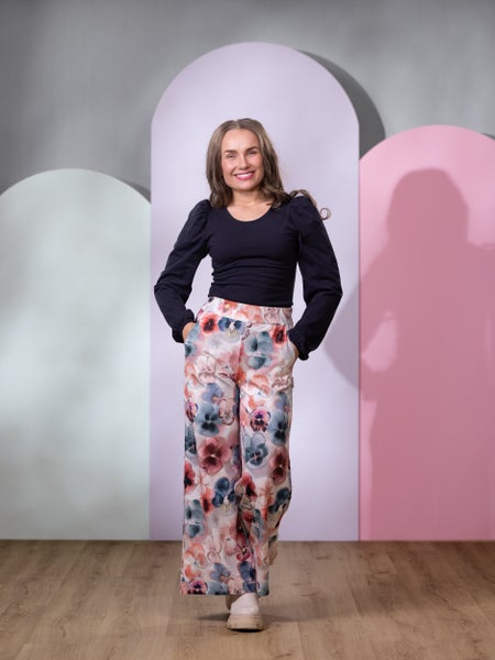 SWINGhousut pitk&auml; (Orvokki valkoinen / roosa / sininen trikoo)