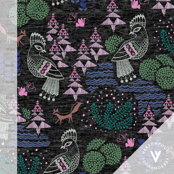 Sielulintu (musta / vaaleanpunainen / sininen) digitrikoo 220g