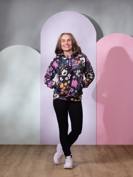 TUNDRAhuppari (Kuningatarkukka muste / fuksia joustocollege)