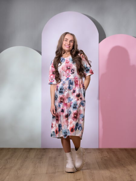 VILMAmekko lyhythiha (Orvokki valkoinen / roosa / sininen trikoo)